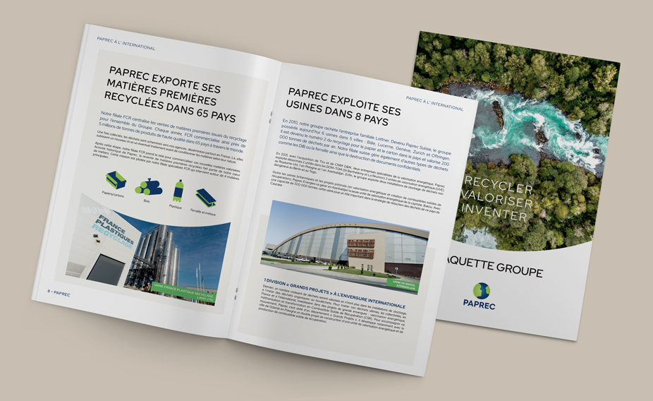 Mise en page de la plaquette corporate pour Paprec